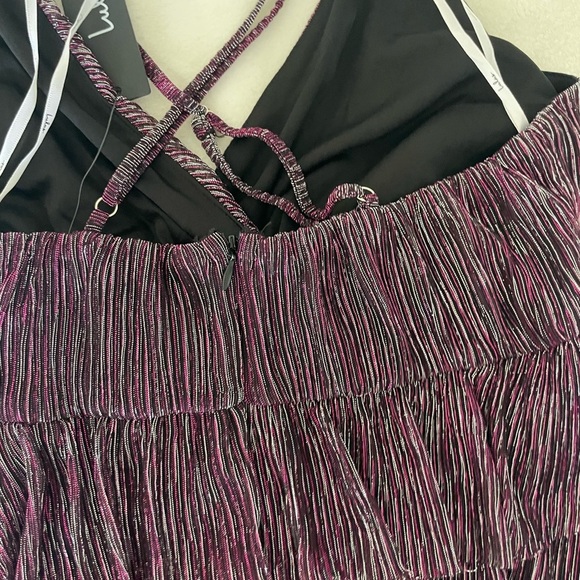 Lulu's Metallic Purple Tiered Mini Dress - Picture 10 of 16